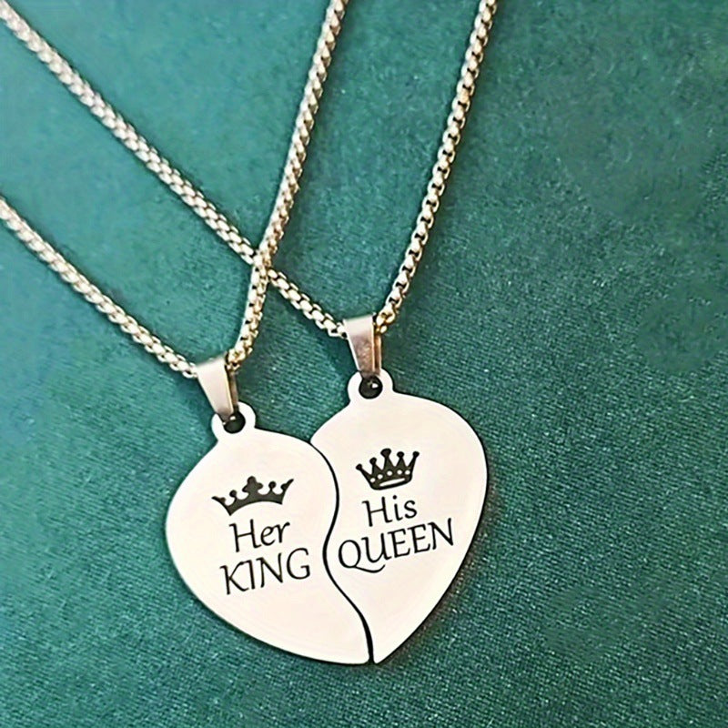 Wholesale  King and Queen Stainless Steel Pendant Titanium Steel Necklace