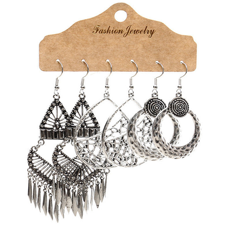 Wholesale Snowflake Tassel Love Wings Hollow Vintage Earrings