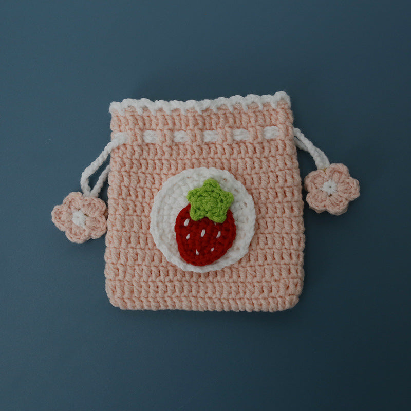 Wholesale Hand Knitted Wool Crocheted Drawstring Coin Purse