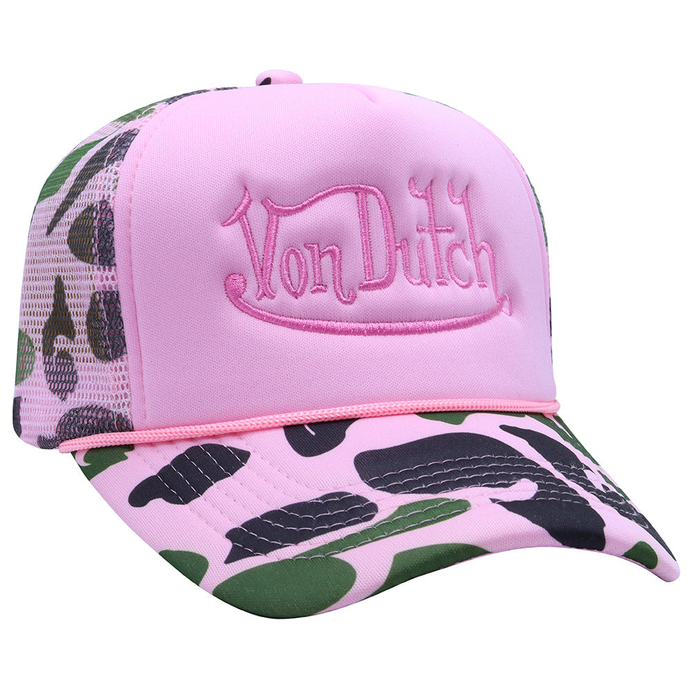 Wholesale Plaid Camouflage Embroidered Truck Hat Sun Protection Mesh Baseball Cap