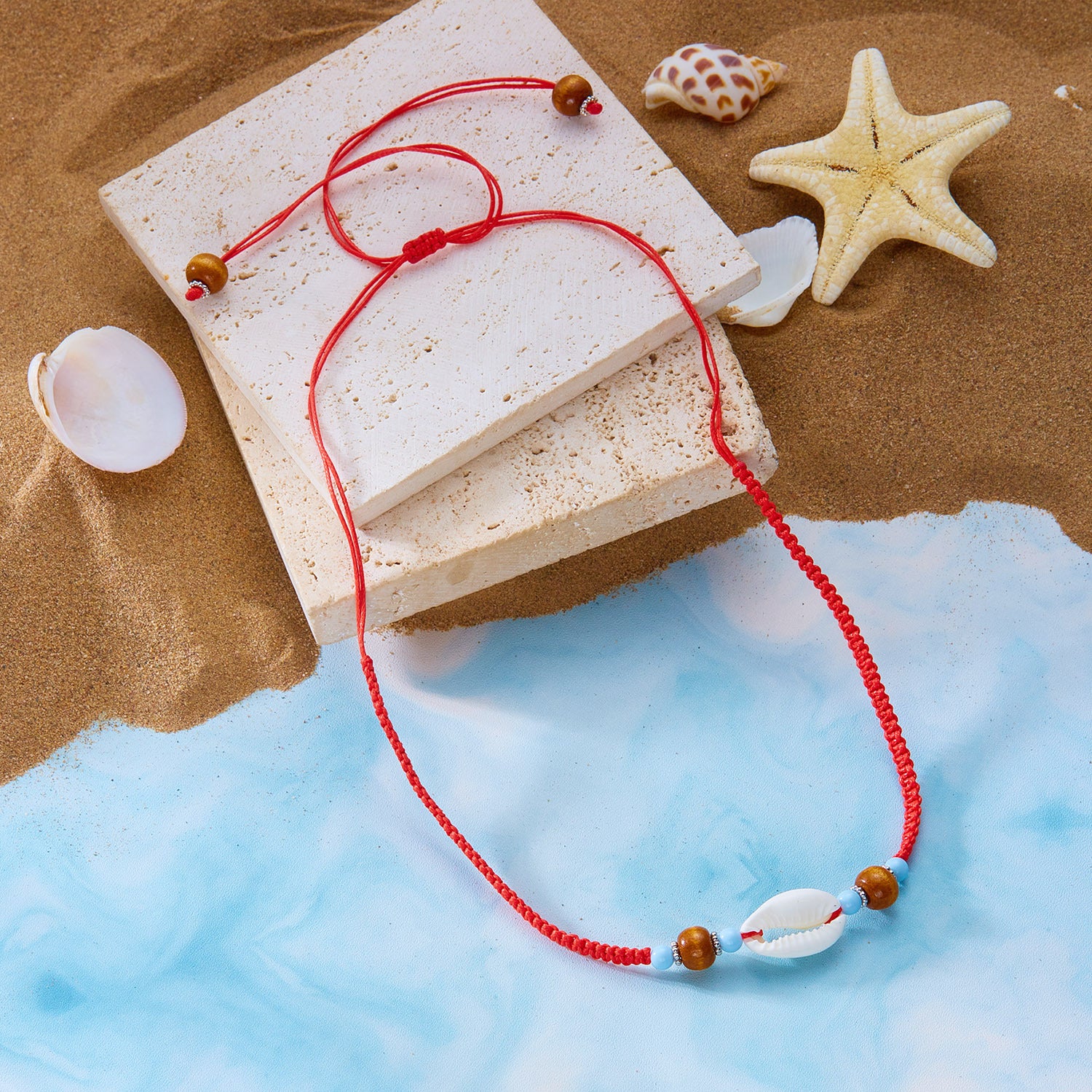 Wholesale Beachy Multicolor Braided Shell Necklace