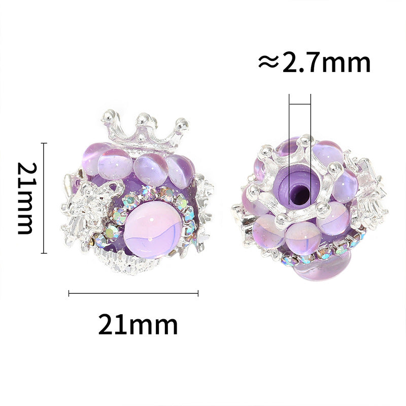 Wholesale 20pcs Heavy Industry Crown Butterfly Rhinestone Chain Diamond Ball Beads
