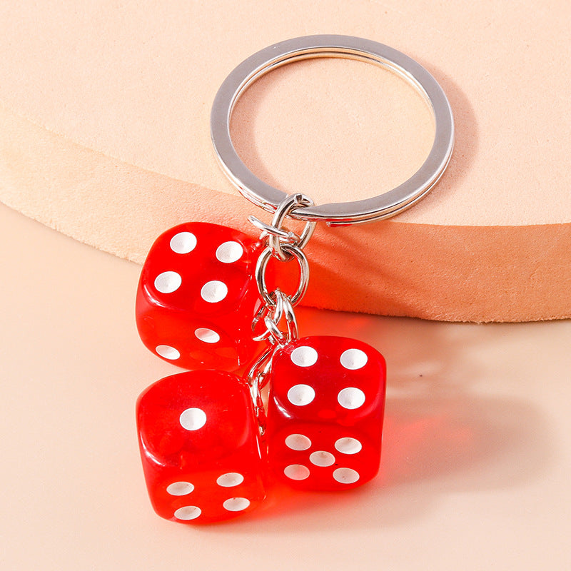 Wholesale Resin Geometry Square Dice Keychain