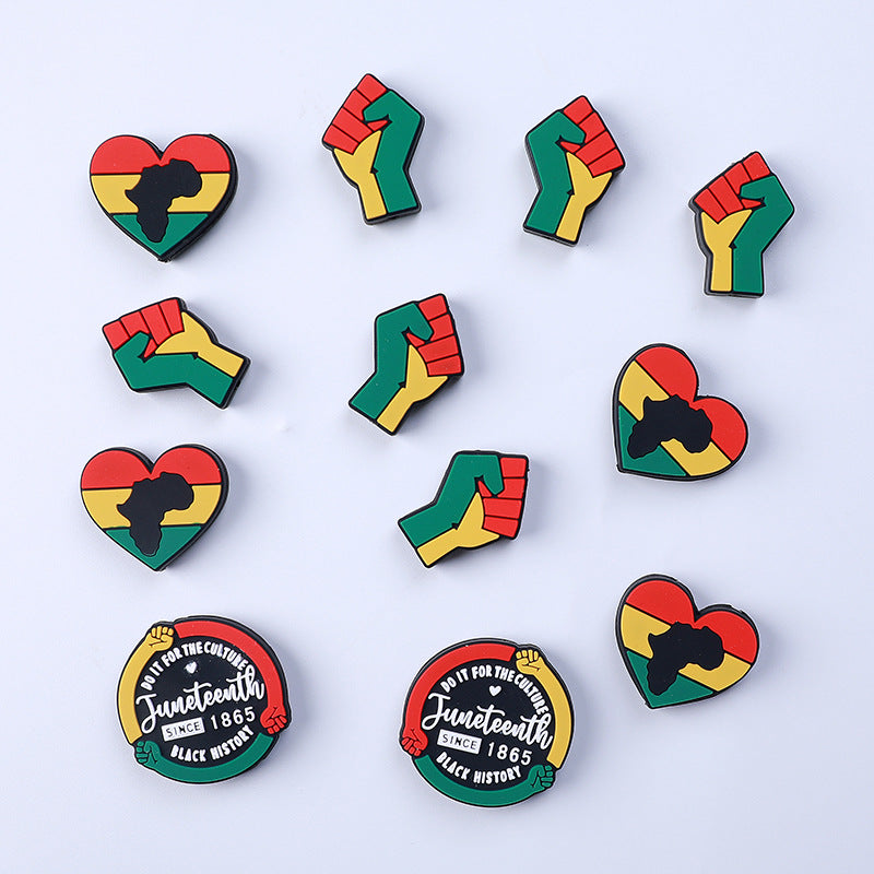 Wholesale 20pcs Black History Month Juneteenth Silicone Beads