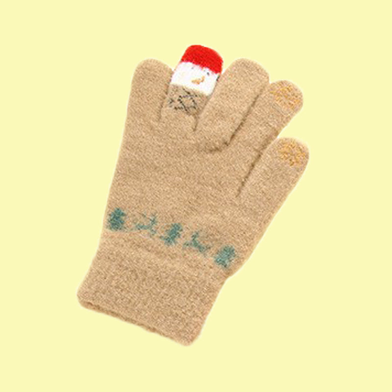 Wholesale Autumn and Winter Christmas Snowman Touch Screen Knitted Plush Gloves
