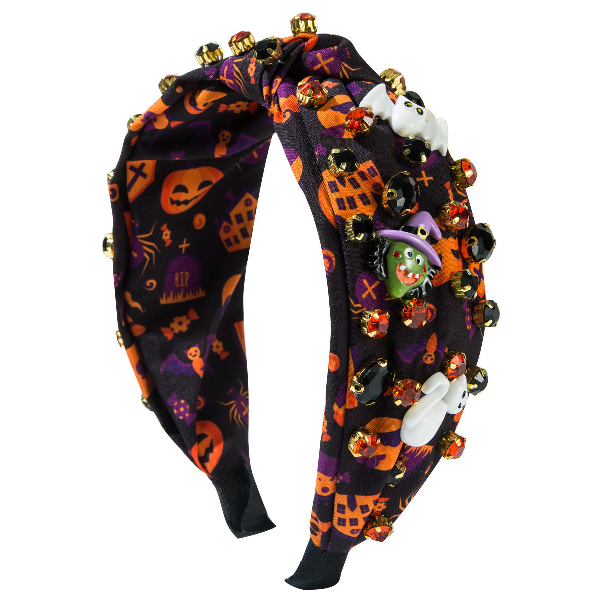 Wholesale Hot Sale New Halloween Headband Fashion Printed Fabric Diamond Set Trend Hair Accessories