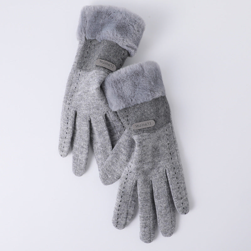 Wholesale Winter Cashmere Thickened Windproof and Warm Touch Screen Cycling Wool Gloves