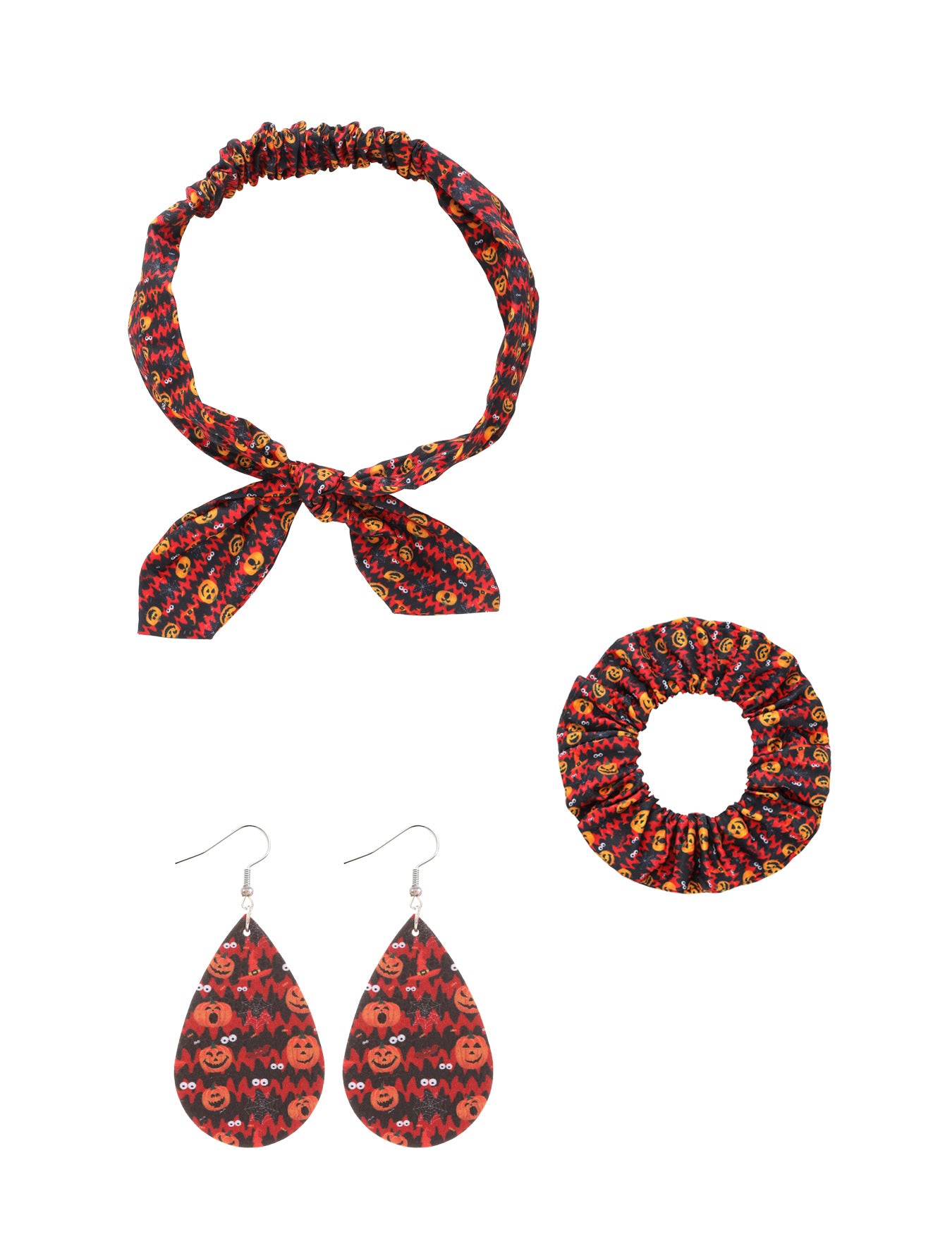 Wholesale New Sweet and Cute Polka Dot Print Bunny Headband Headband Hoop Earrings Three-piece Set