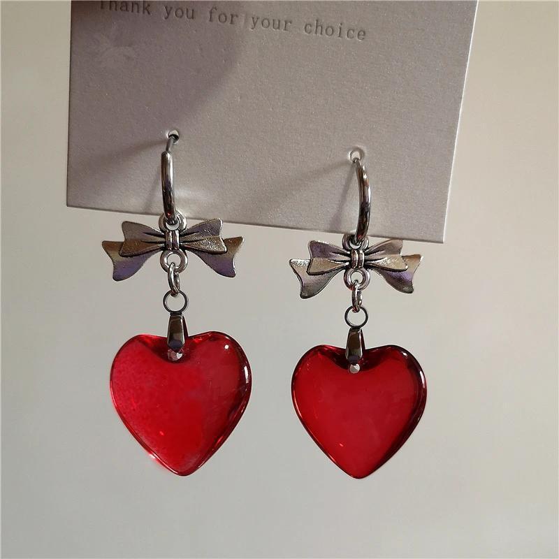 Wholesale Gothic Dark Bow Heart Earrings