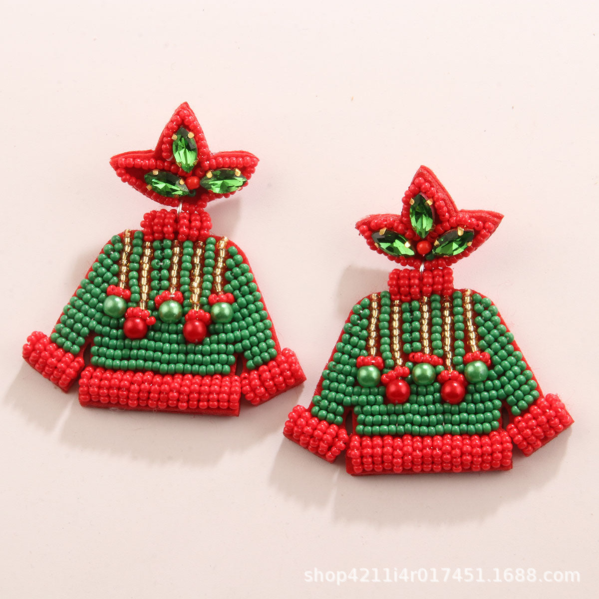 Wholesale Handmade Creative Christmas Rice Bead Earrings and Earrings