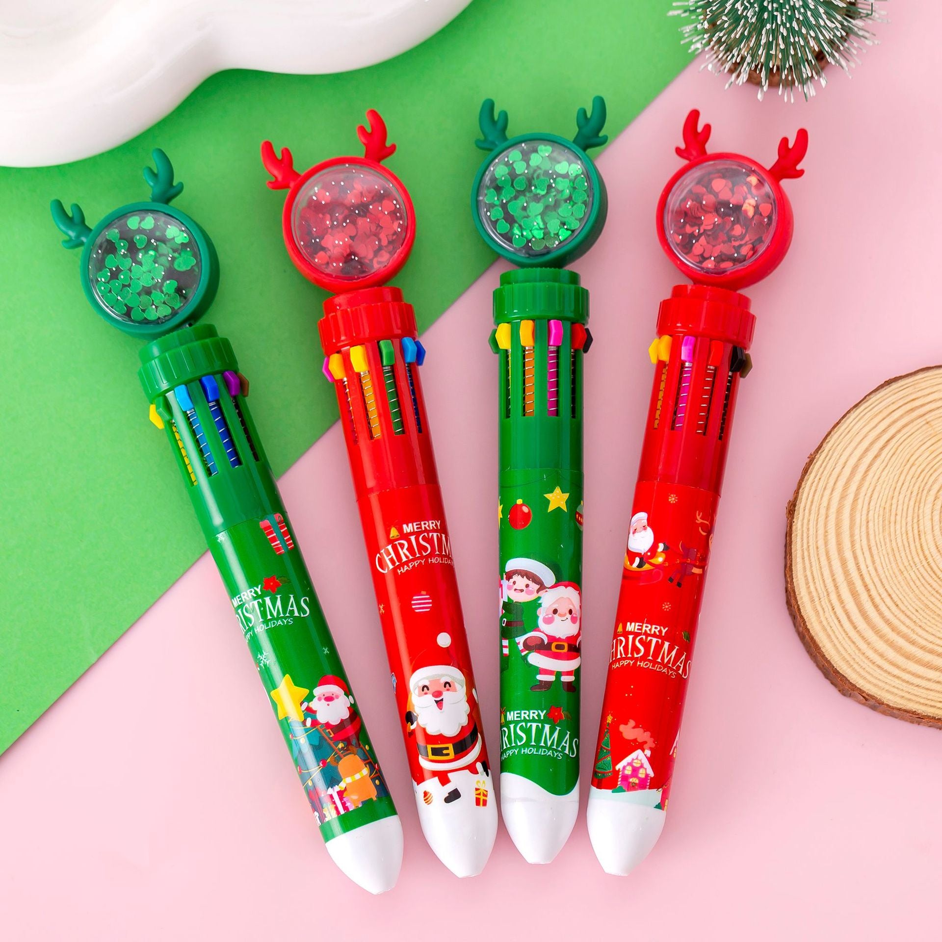 Wholesale Christmas Colorful Plastic Ballpoint Pen