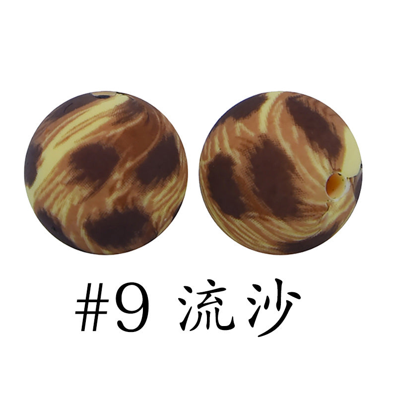 Wholesale 50pcs 16mm Print Silicone Beads Colorful Silicone Water Transfer Beads