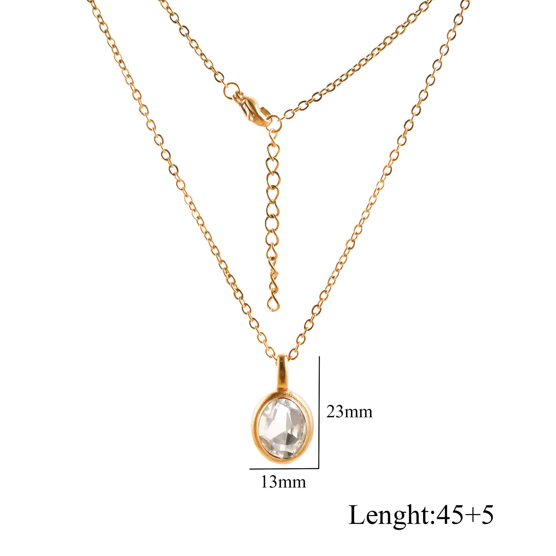 Wholesale Retro oval gemstone Titanium Steel Necklace