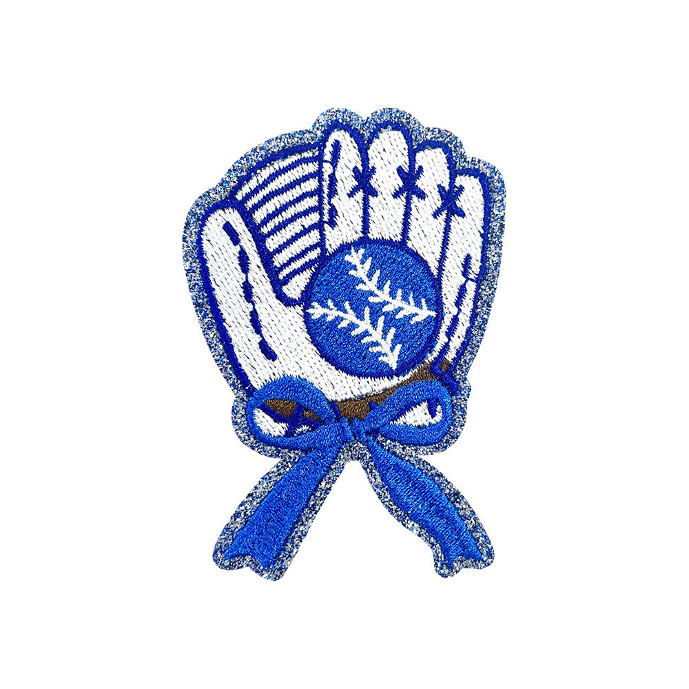 Wholesale Trendy Baseball Glove Embroidered Patch Polyester Iron On Adhesive Badge For Shoes Hats