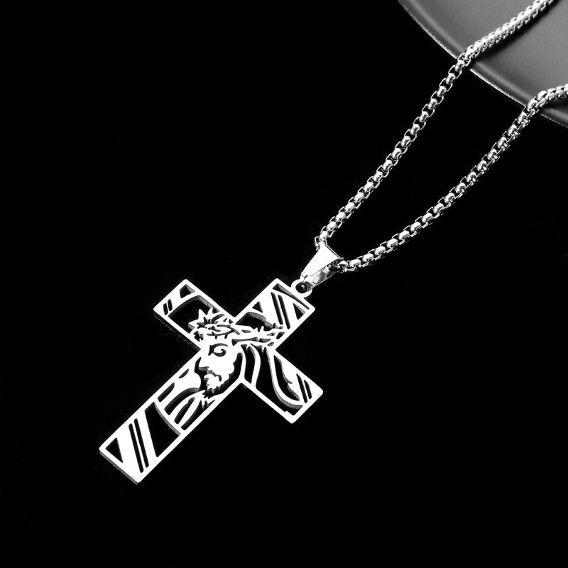 Wholesale Stainless Steel Hollow Cross Titanium Steel Necklace