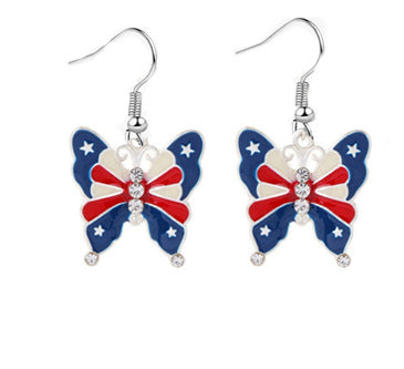 Wholesale Independence Day flag love bow five pointed star earrings
