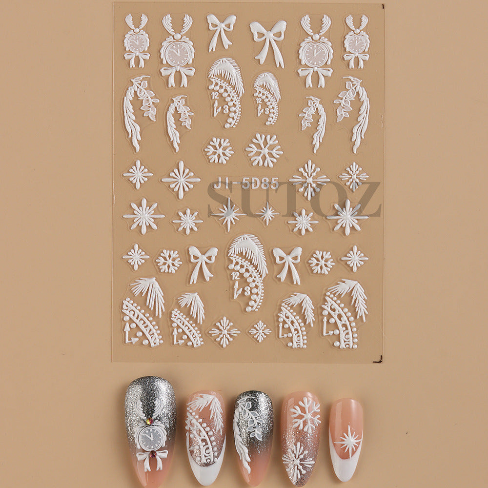 Wholesale 3pcs/pack 5D Christmas cartoon nail art embossed adhesive stickers