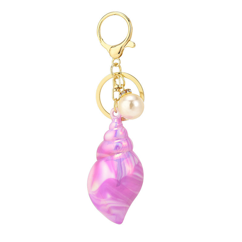Wholesale Acrylic Two-color Colorful Plating Conch Key Chain