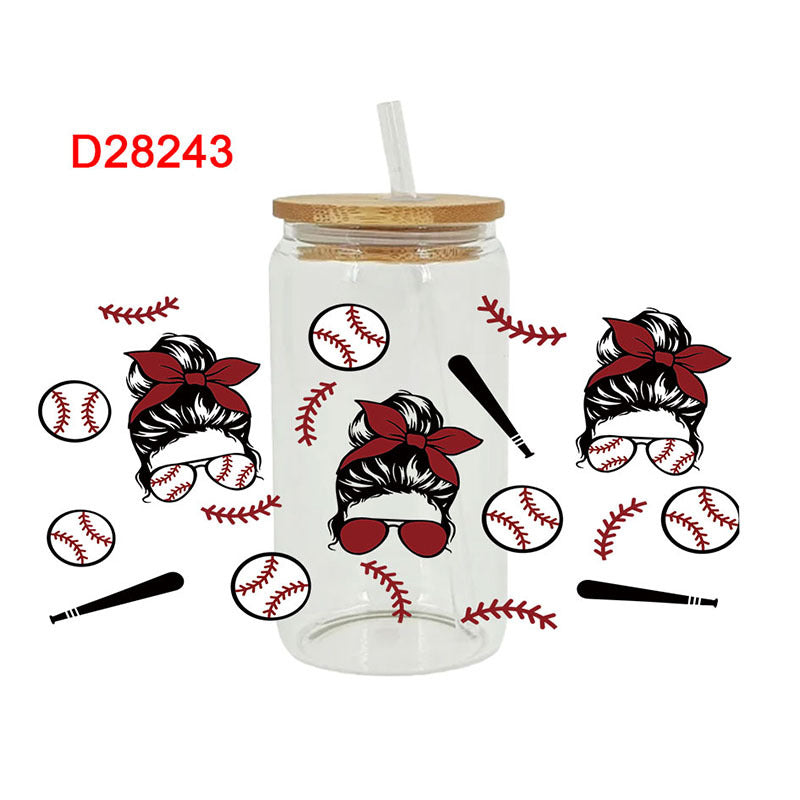 Wholesale Baseball and Football Sports Series 16oz Cup UV DTF Wraps