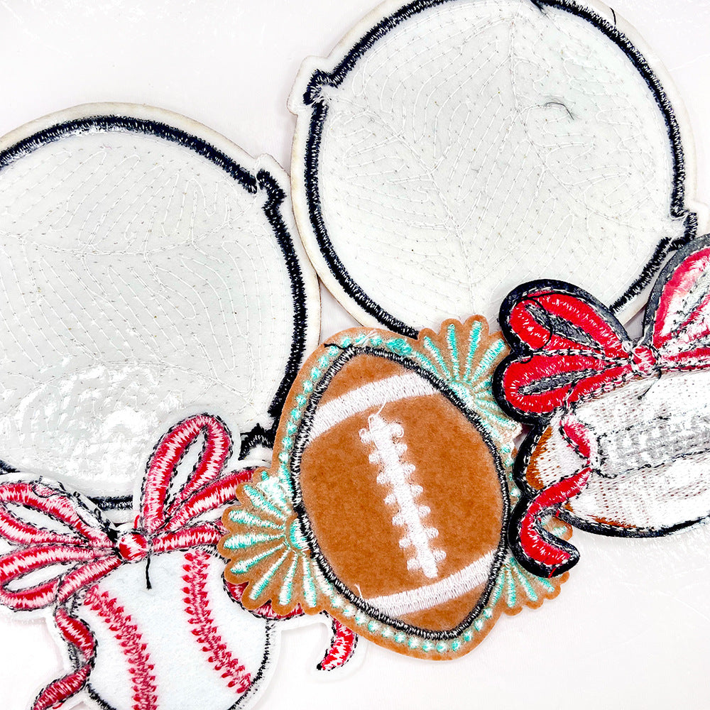Wholesale Sequins Embroidered Iron On Patches Baseball Bow Rugby DIY Craft Supply For Coat