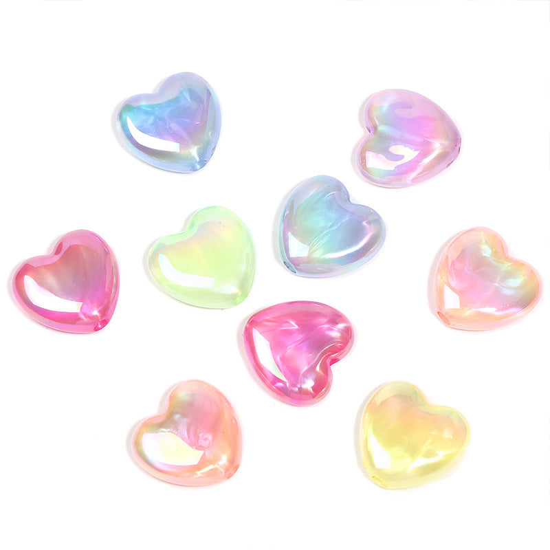 Wholesale 100pcs/pack Heart Through Hole Beaded Acrylic Loose Beads DIY