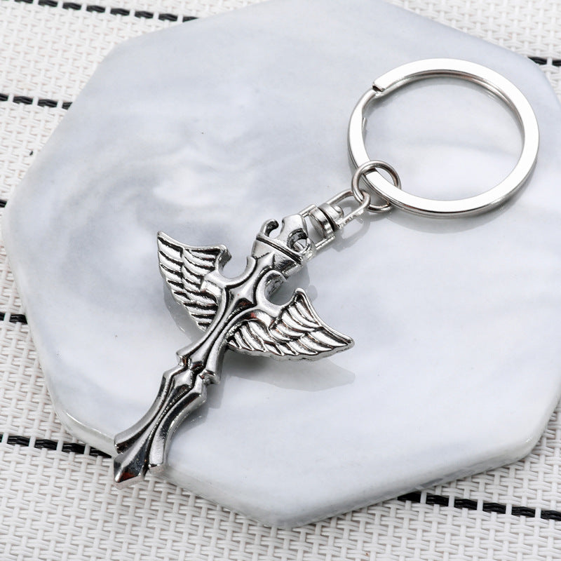 Wholesale Angel Wings Rights Crown Cross Keychain