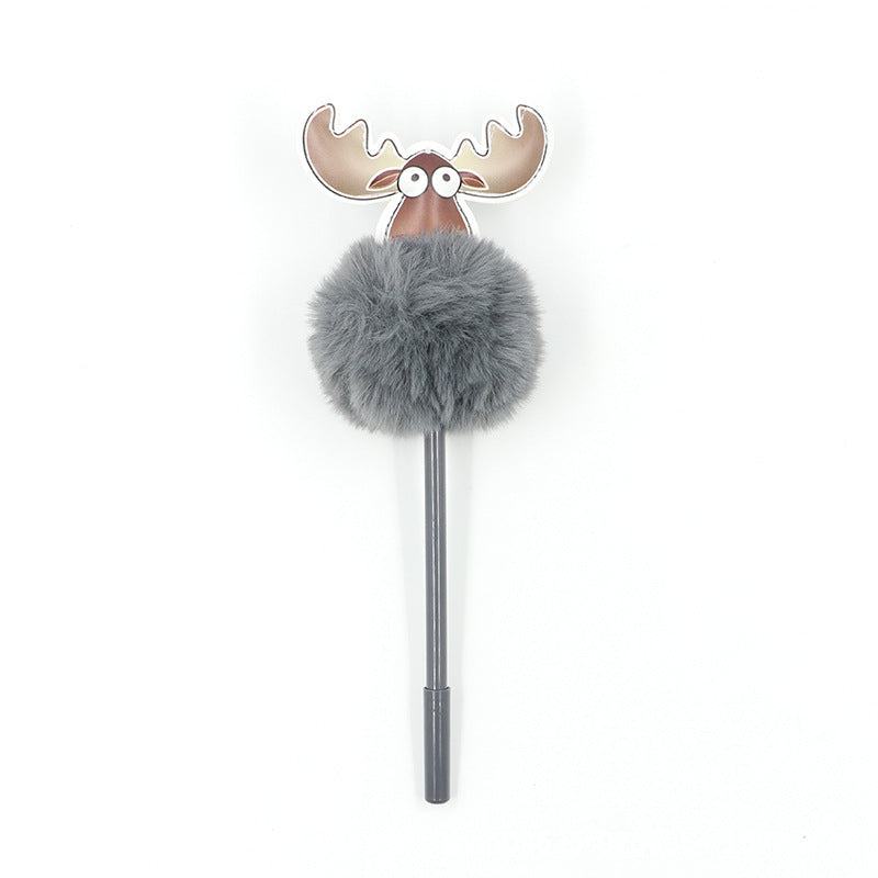 Wholesale Christmas Cartoon Shape Elk Hair Ball Pen