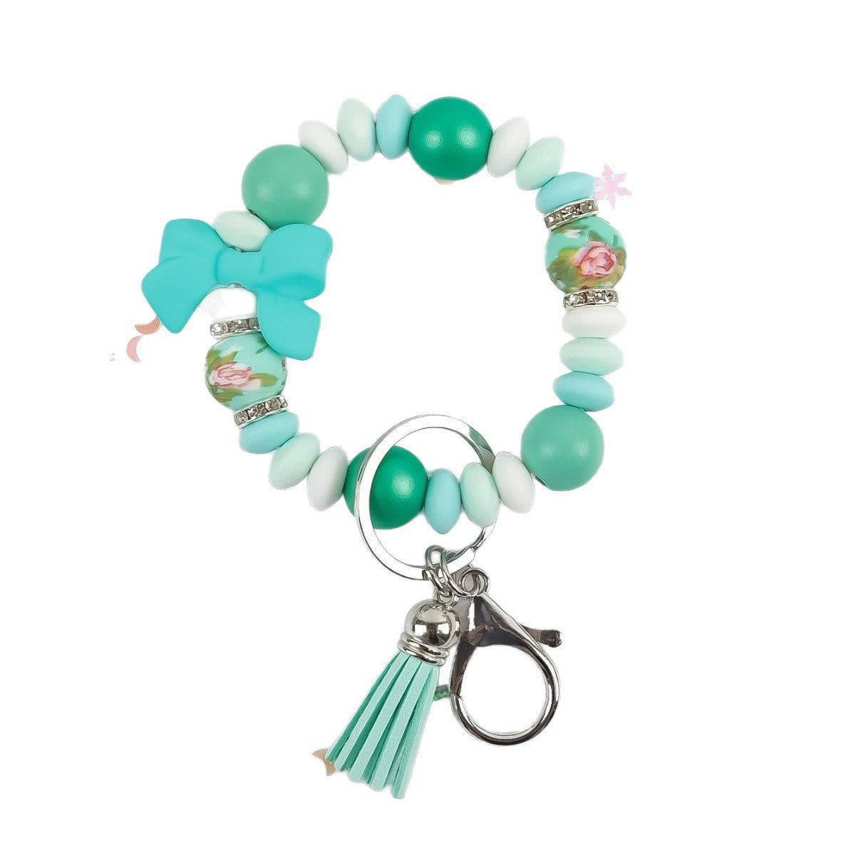 Wholesale silicone bead Wrist keychain pendant bag charm bow accessory