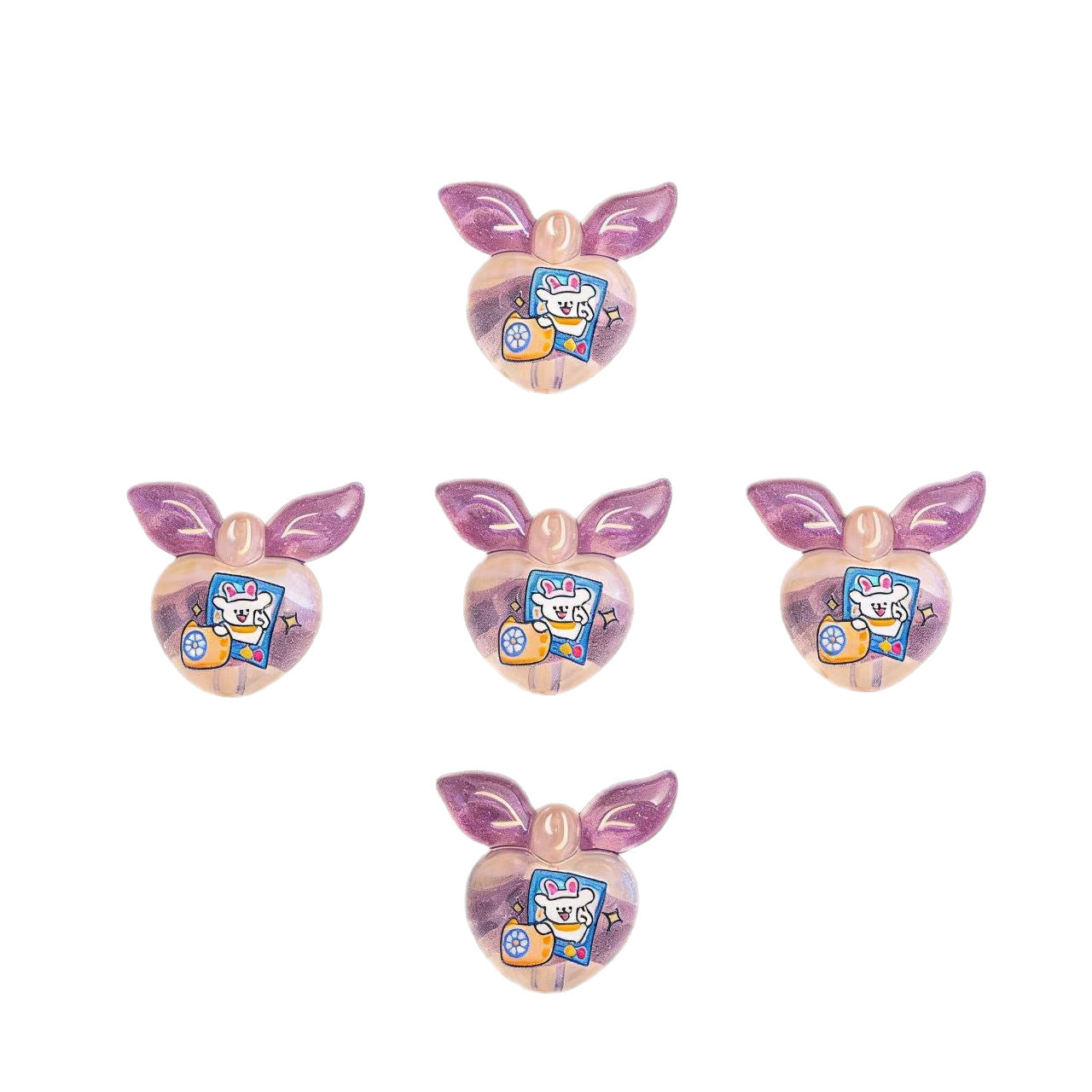 Wholesale 10pcs Acrylic DIY Accessories Gradient Cartoon Heart Beads with Vertical Holes Beadable OLY Exclusive