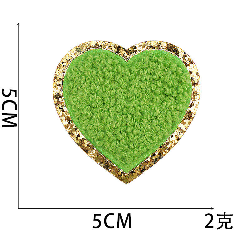 Wholesale Towel Embroidery Heart Glitter Patch Stylish Decorative Applique For Clothing Casual DIY Craft Supply