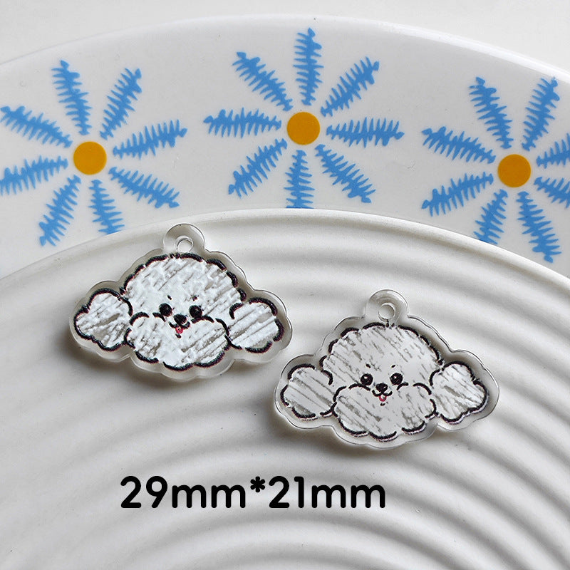 Wholesale 10pcs Double-sided bow three-dimensional relief acrylic jewelry accessories DIY pendant with holes cartoon character cute