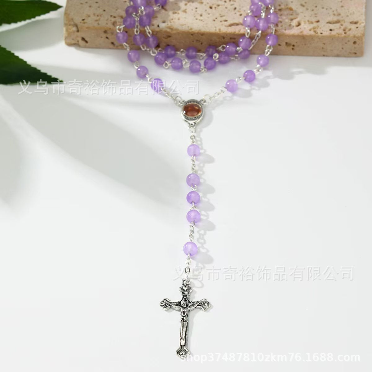 Wholesale 10pcs/pack 6mm Glass Bead Cross Rosary Prayer Chain