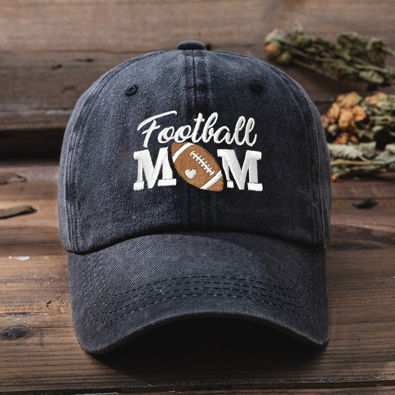 Wholesale Embroidered FOOTBALL MOM Washed Baseball Cap