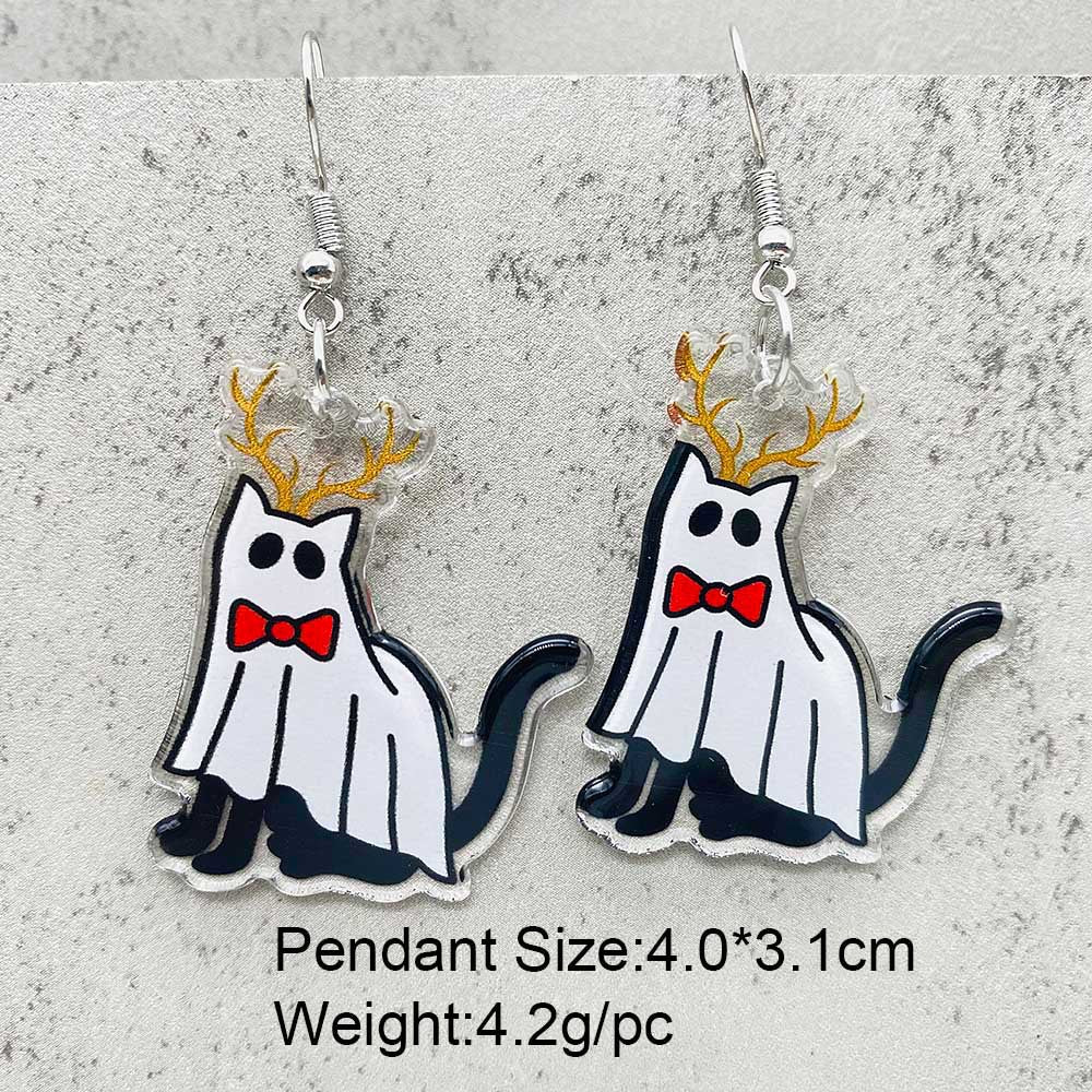 Wholesale Christmas Acrylic Lights Elk Dwarf Earrings