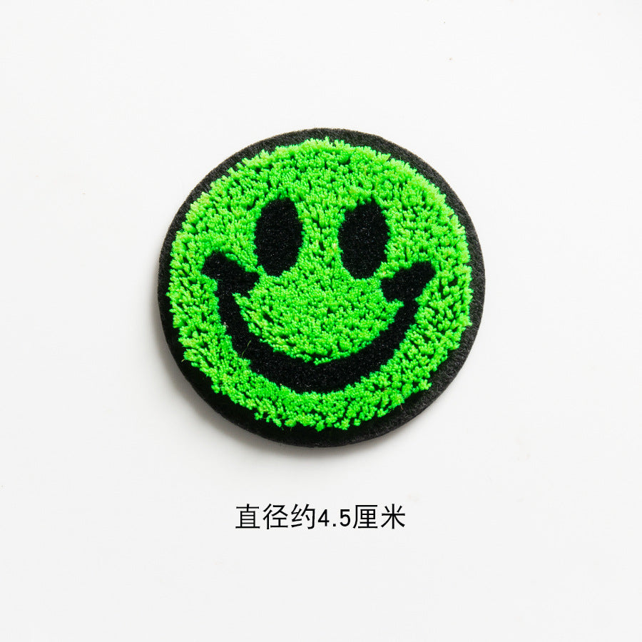 Wholesale Orange Face Embroidered Felt Patch Round Applique Towel Fashion Accessory DIY Gift For Bags Hats Clothing Boutique