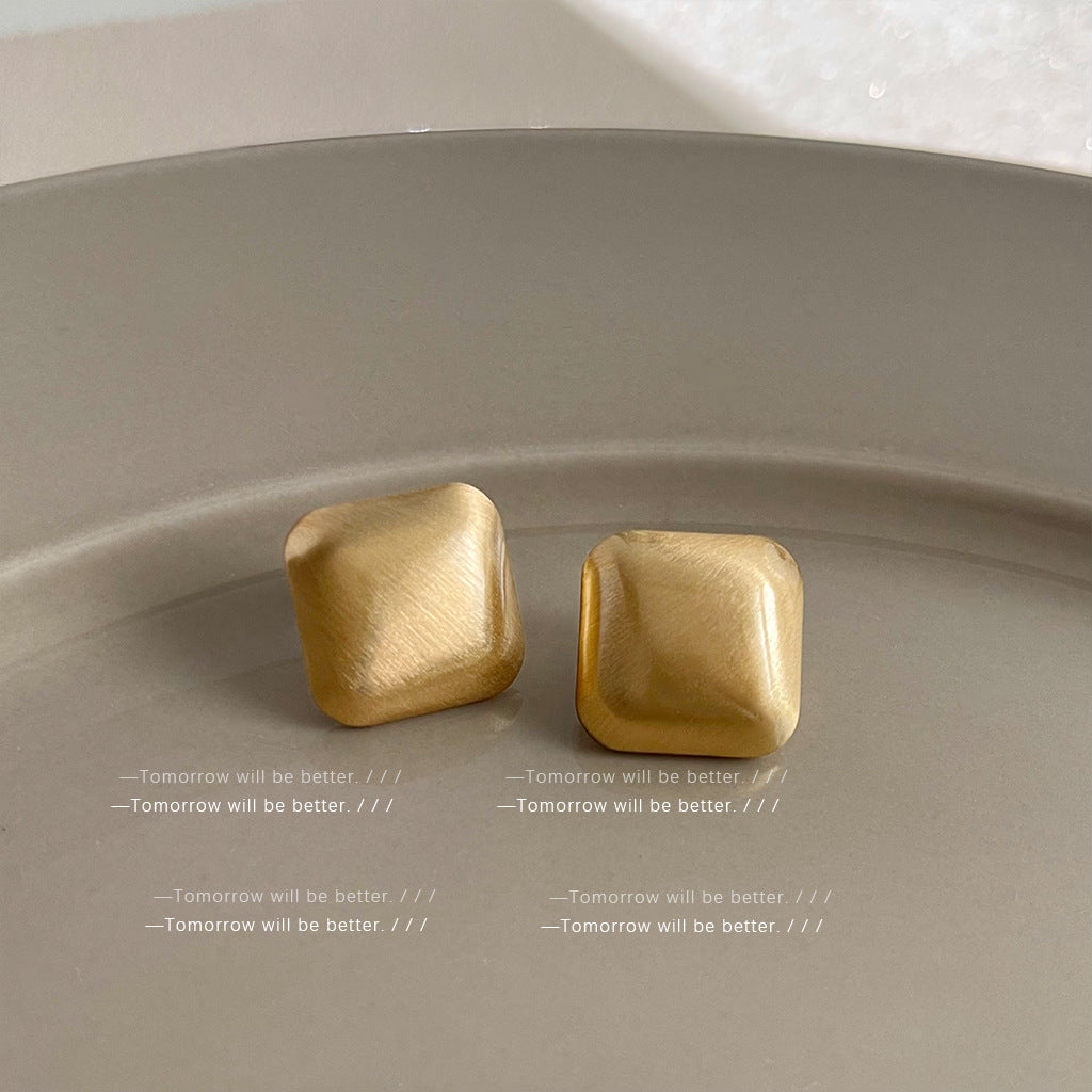 Wholesale Golden brushed frosted geometric earrings