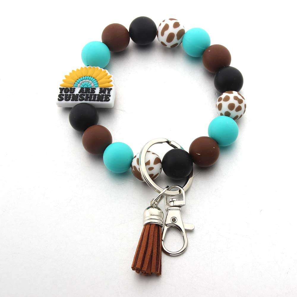 Wholesale Cartoon Animal Western Cowboy Silicone Tassel Bracelet Keychain