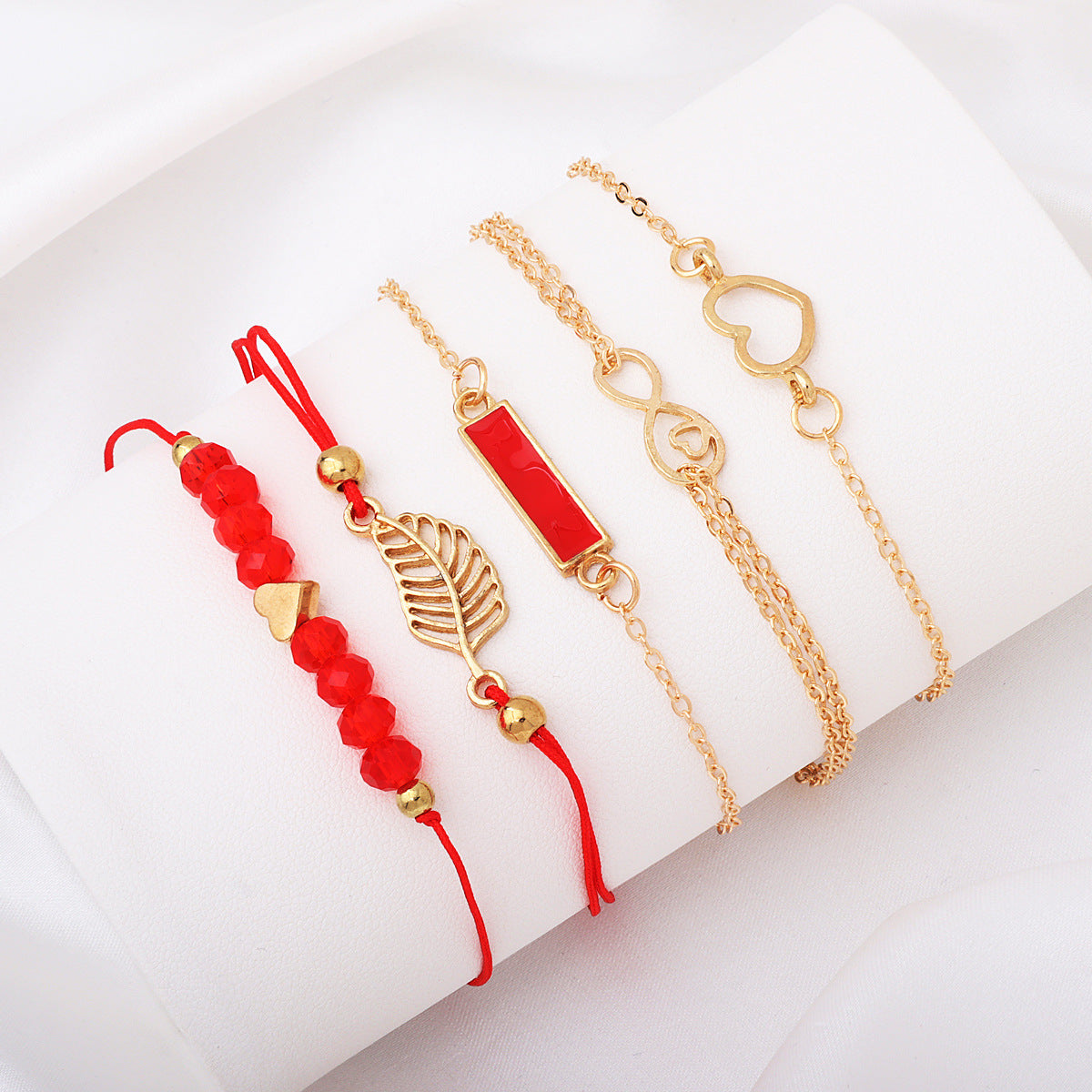 Wholesale 8-character element black geometric square leaf bracelet set