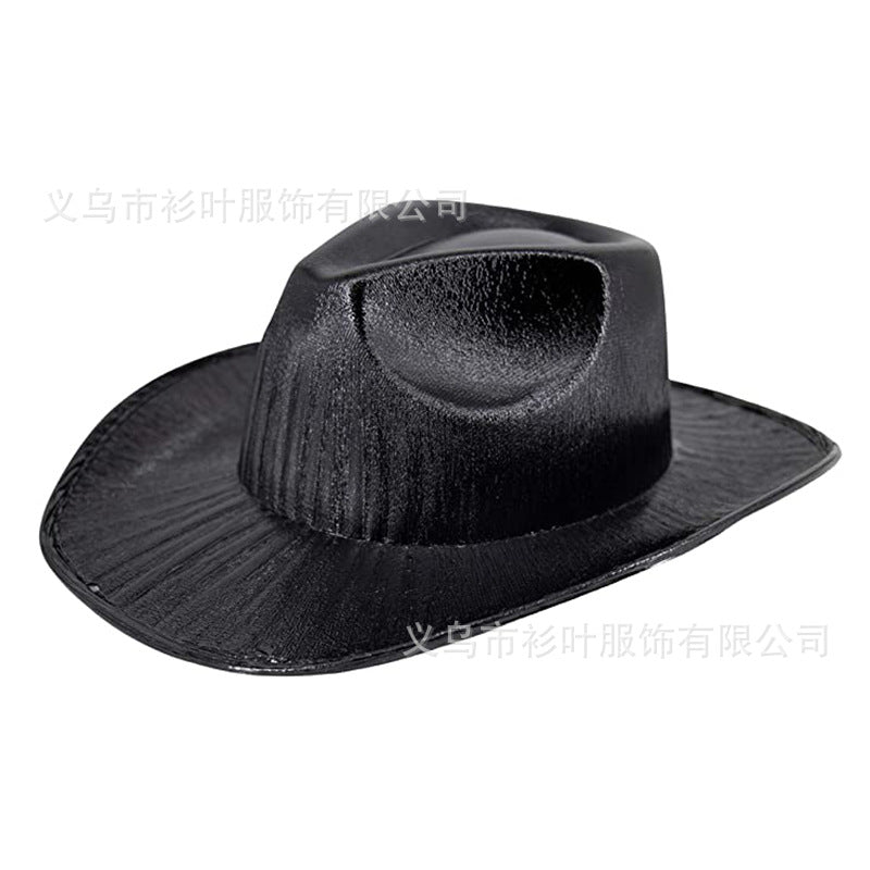 Wholesale Halloween Party Pink Fluorescent Colorful Denim Cowboy Hat Laser Combination Style Phantom Cowboy Hat Adult Costume Accessory
