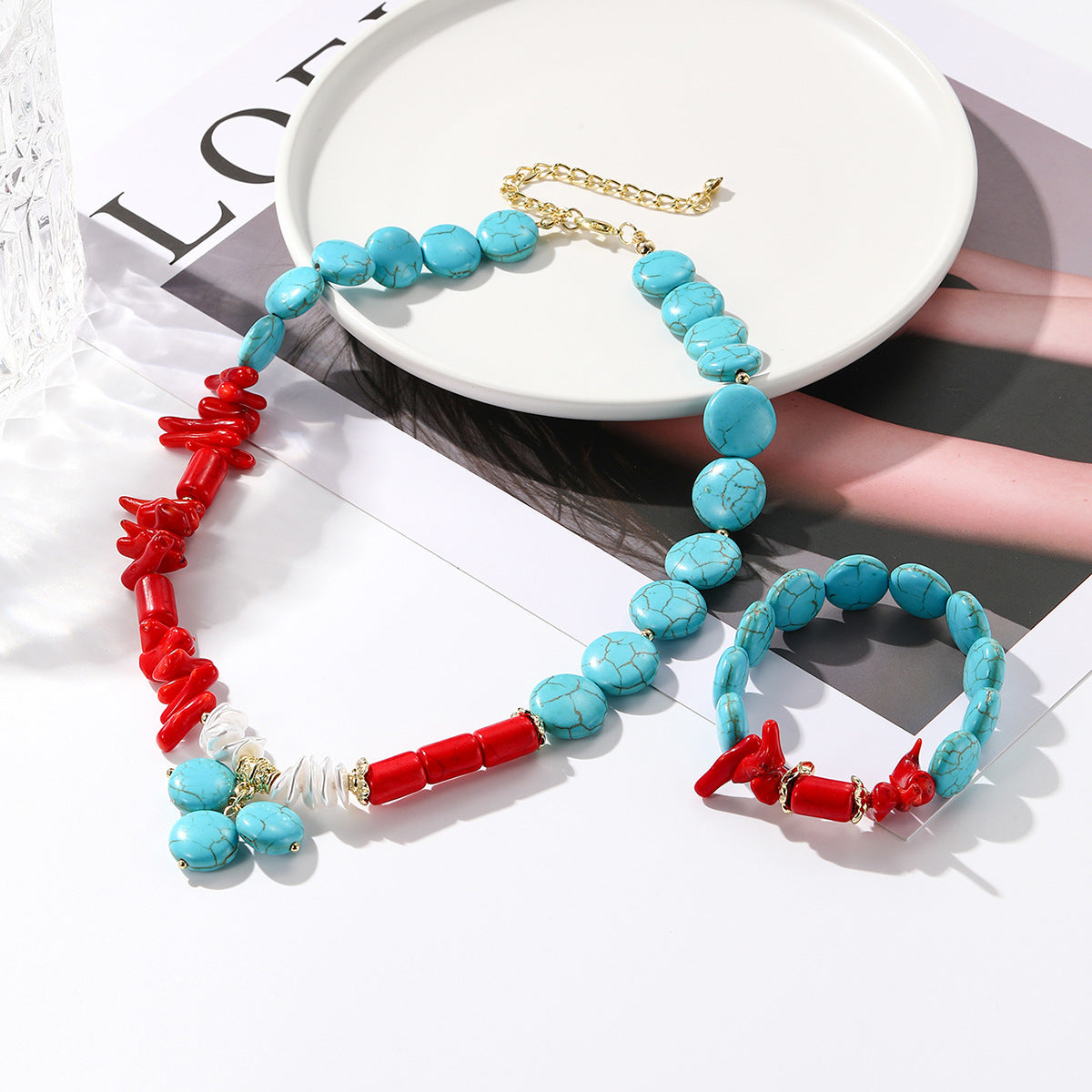 Wholesale Bohemian Ethnic Style Exaggerated Retro Turquoise Necklace