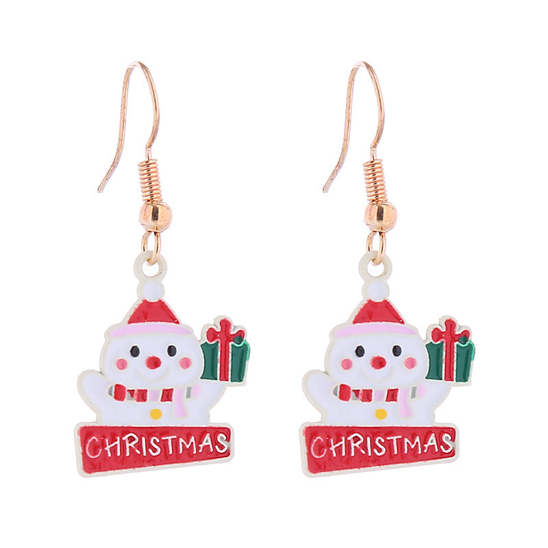 Wholesale Cartoon Santa Claus Snowman Bells Snowflake Christmas Earrings