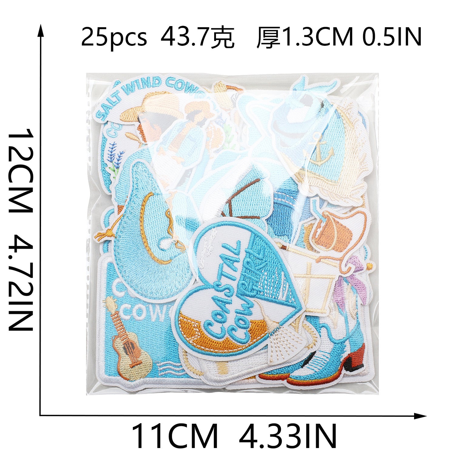 Wholesale Western Cowboy Shell Embroidered Patch Polyester Heat Transfer Applique For Clothing Casual Decorative Accent And Resale