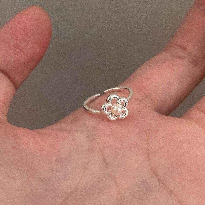 Wholesale Hollow flower plain ring with adjustable opening