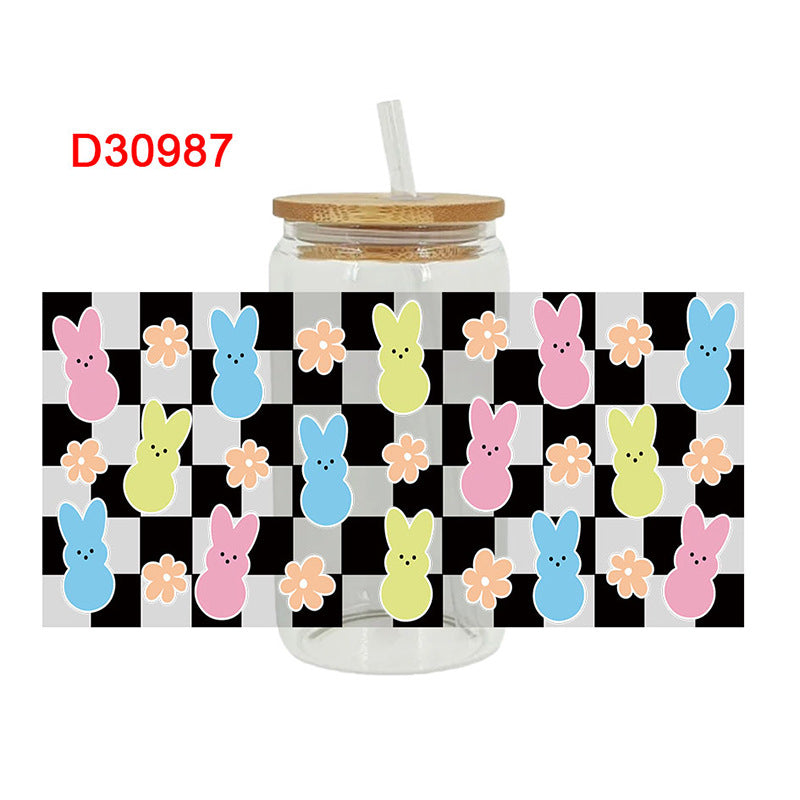 Wholesale Cute Easter Colorful Egg Rabbit 16oz Cup UV DTF Wraps