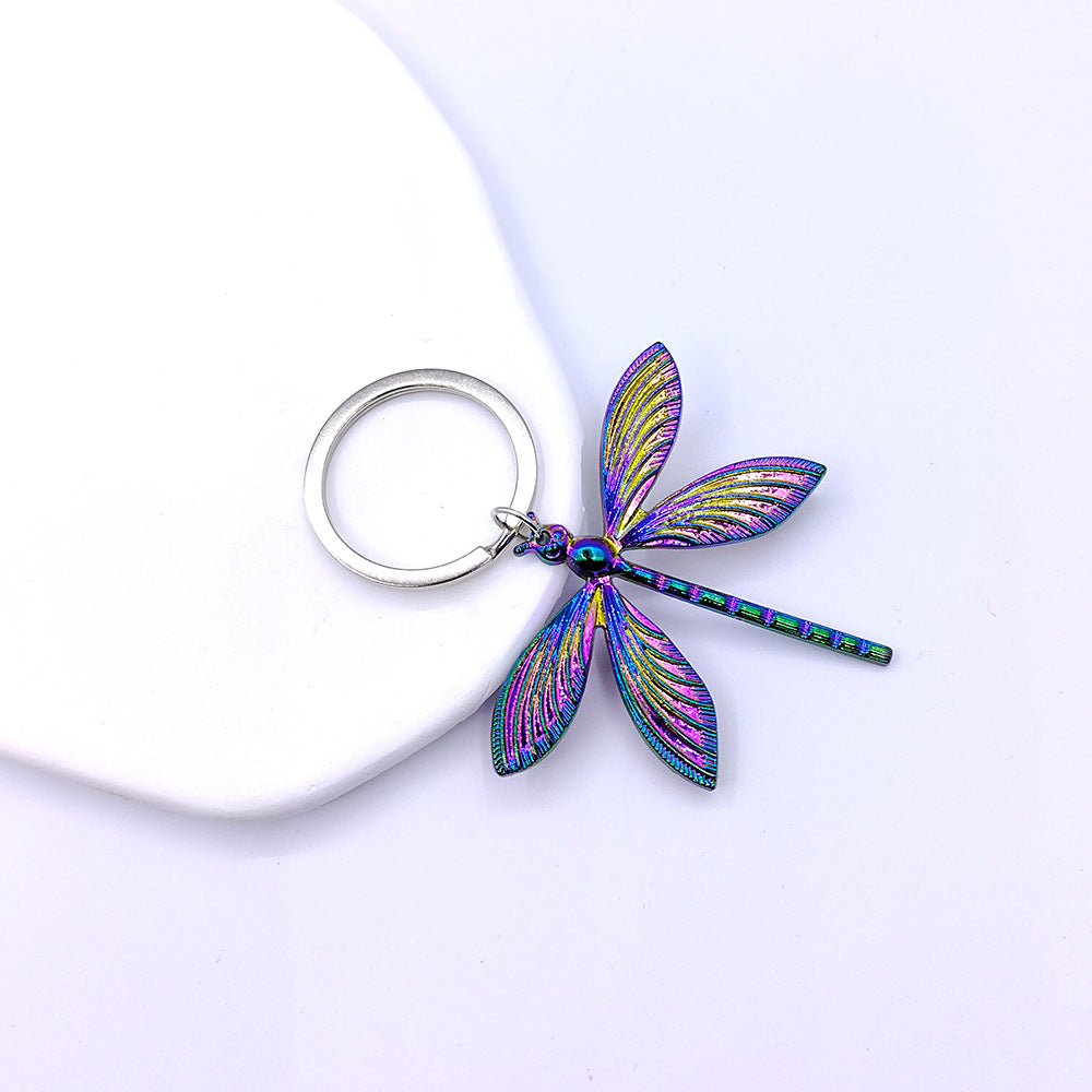 Wholesale Stainless Steel Colorful Dragonfly Keychains
