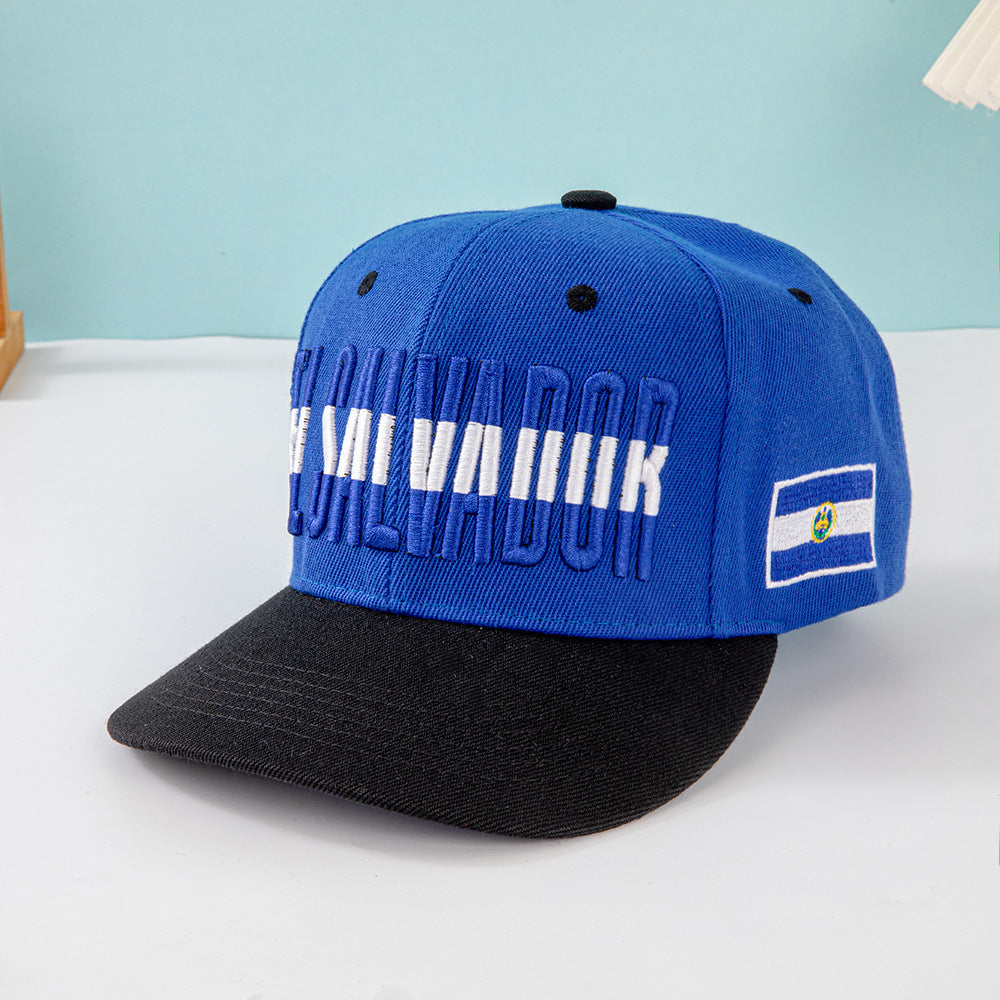 Wholesale Multi country flag hat color blocked flat brimmed baseball cap