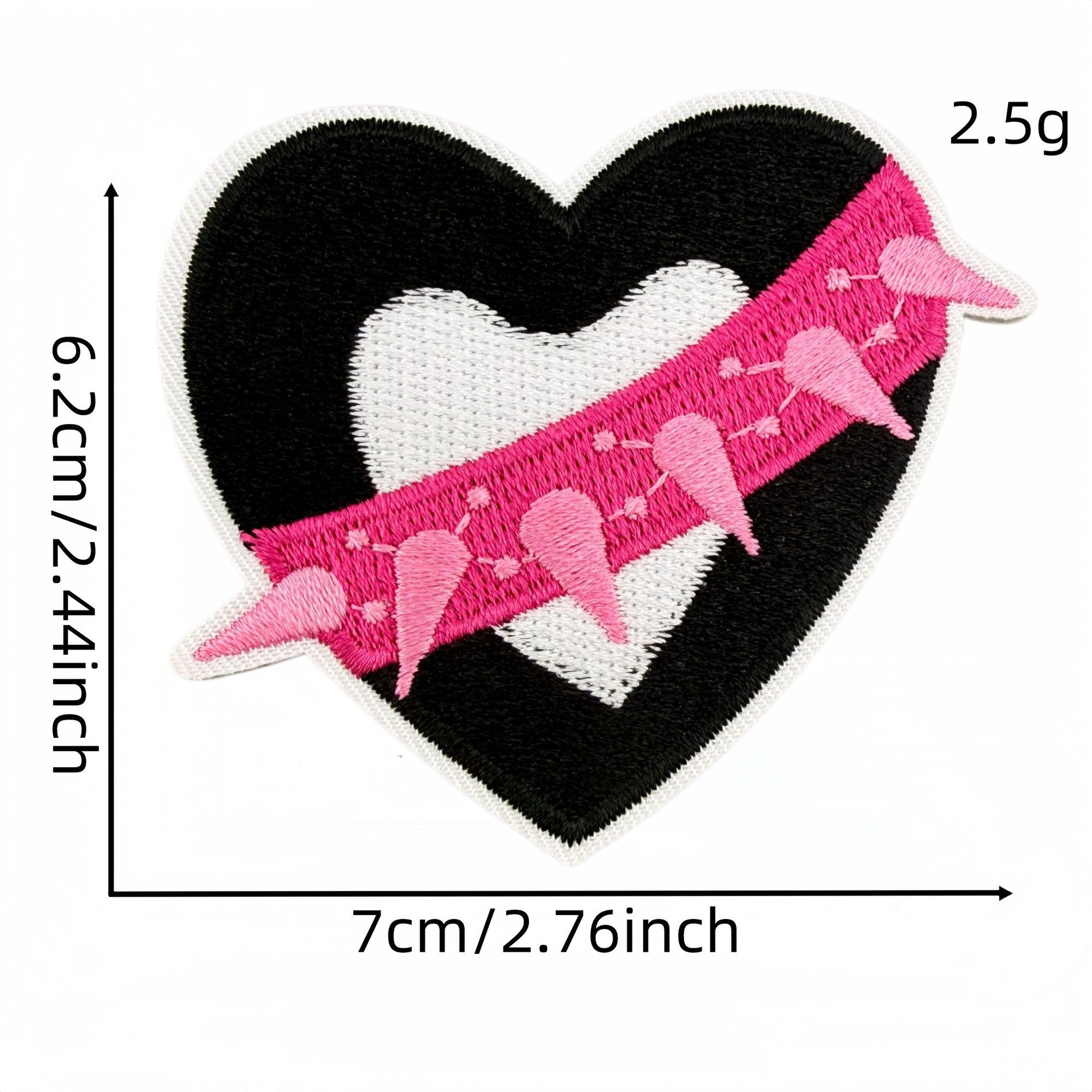Wholesale Y2K Black Pink Heart Star Embroidered Patches 20 Pcs Fashion Decorative Accent For Clothing Bags Gift Craft Supply