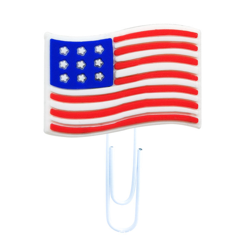 Wholesale 30pcs Flag Series Cartoon Paper Clips Paper Clips Cute Pvc Soft Glue Bookmarks