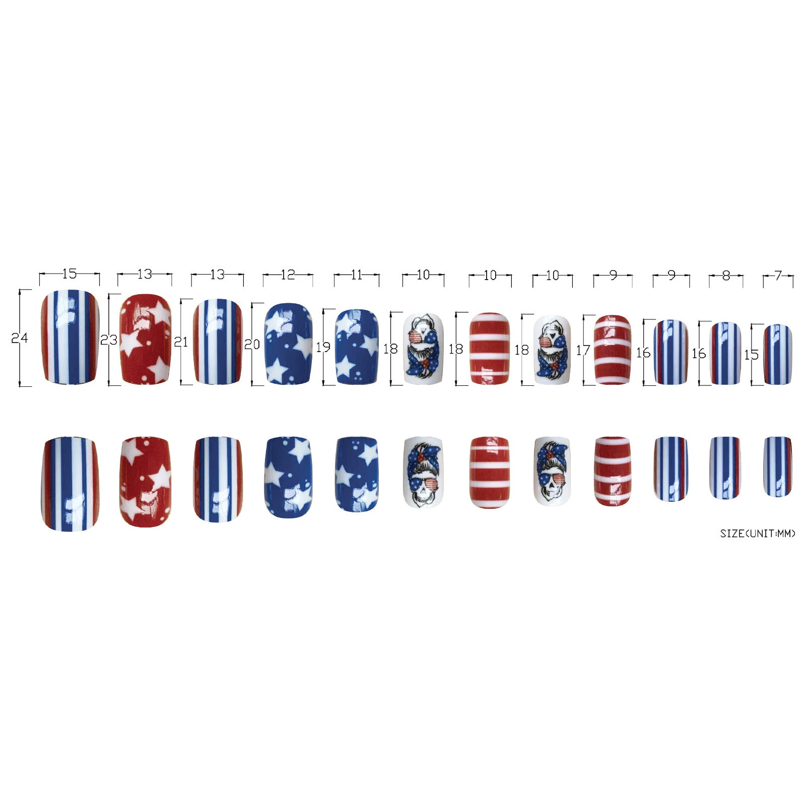 Wholesale Pentagram Red Blue Stripe Nail Stickers