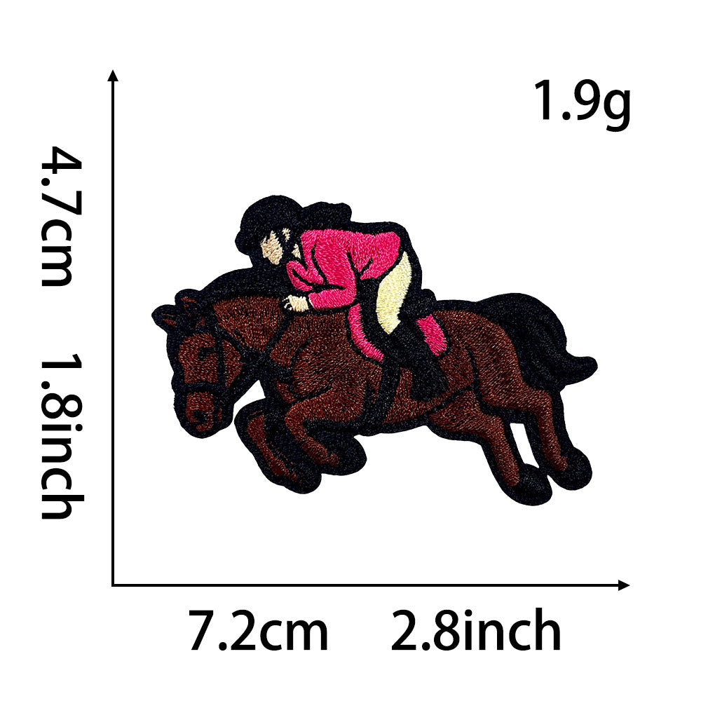 Wholesale American Retro Iron On Embroidered Patch Kentucky Derby Horseshoe Design For et DIY Accessory
